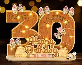 I LOVE MOM 30.Geldgeschenk Geburtstag Holz -