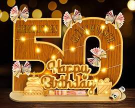 I LOVE MOM 50.Geldgeschenk Geburtstag Holz -
