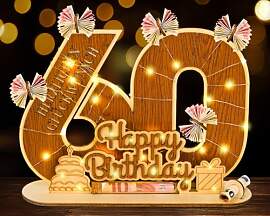 I LOVE MOM 60.Geldgeschenk Geburtstag Holz -