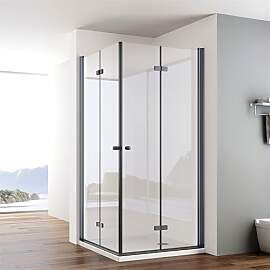 IMPTS Duschkabine Schwarz Eckeinstieg 75x90cm