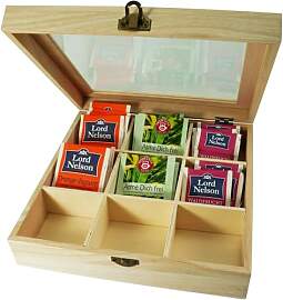Incutex Aufbewahrungsbox aus Holz, Teebeutelbox,