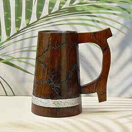 India House Lichtenberg Burning Wooden Beer Mugs,