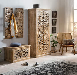 Indische Massivholz Möbel Dielen Set Schuhschrank 