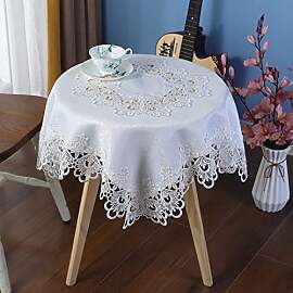 Inmerget Elegante weiße Spitzentischdecke für