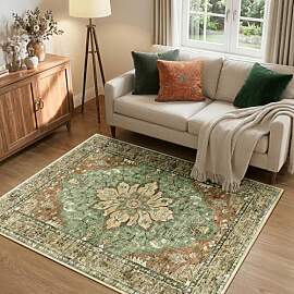 INOVADAY Vintage Waschbarer Teppich Wohnzimmer