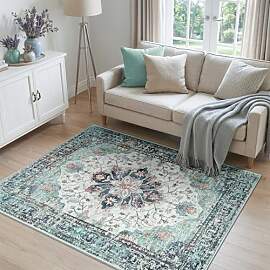 INOVADAY Vintage Waschbarer Teppich Wohnzimmer