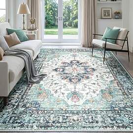 INOVADAY Vintage Waschbarer Teppich Wohnzimmer