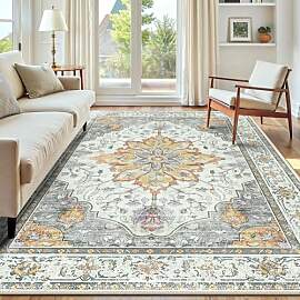 INOVADAY Vintage Waschbarer Teppich Wohnzimmer
