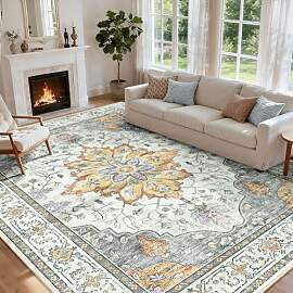 INOVADAY Vintage Waschbarer Teppich Wohnzimmer