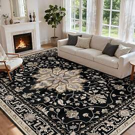INOVADAY Vintage Waschbarer Teppich Wohnzimmer