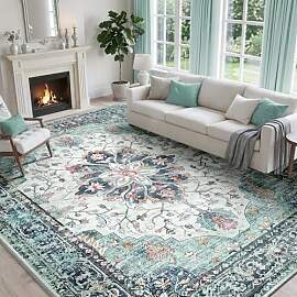 INOVADAY Vintage Waschbarer Teppich Wohnzimmer
