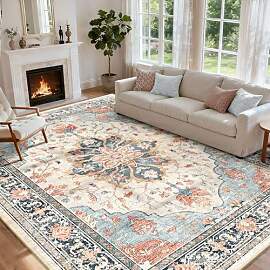 INOVADAY Vintage Waschbarer Teppich Wohnzimmer