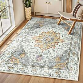 INOVADAY Vintage Waschbarer Teppich Wohnzimmer