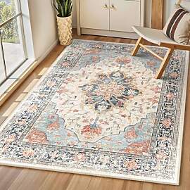INOVADAY Vintage Waschbarer Teppich Wohnzimmer