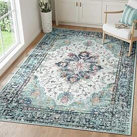 INOVADAY Vintage Waschbarer Teppich Wohnzimmer