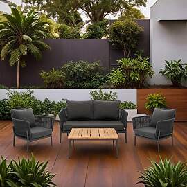 Interliving 7005 Loungeset 4-tlg. mit Tisch 89x89