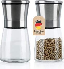 Intirilife 2er Set Gewürzmühle Edelstahl Glas