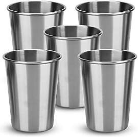 INTIRILIFE 5x Stapelbare Edelstahl Becher in 155