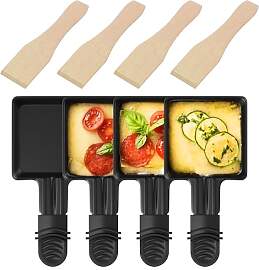 ipow 4er Set Quadratische Raclette-Pfännchen mit
