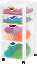 Iris Ohyama Kunststoff-Schubladenbox mit Rollen, 2 