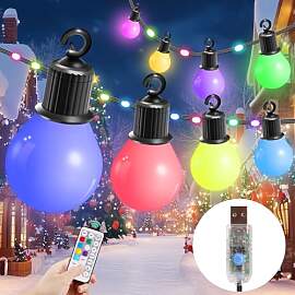 IRISECO LED Lichterkette Außen Bunt, 12.5M Party