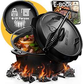IRON TASTE Dutch Oven Set 9L - Eingebrannter Dutch 