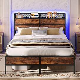IRONCK Bett 140x200 cm mit LED Beleuchtung,