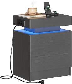 IRONCK Nachttisch Grau mit LED-Licht &