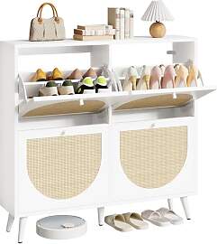 IRONCK Schuhschrank Rattan, schmal Schuhkipper mit 