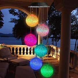 iShabao Solar Windspiel Garten, 6 LED Kugel Solar
