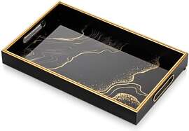 IvoQ Luxus-Tablett Schwarz Gold 45x30 cm –
