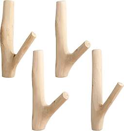 IWILCS Natürliche Holz Haken, 4 Stück Holz