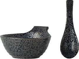 JADE TEMPLE Suppen Schüssel Set, 12cm Ø, grau