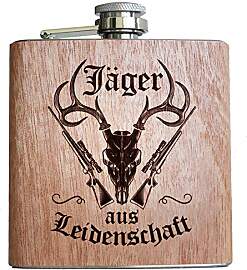Jäger Holz Flachmann Jagd Jägerin jagen