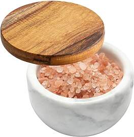 Jalz Jalz Salzdose aus Marmor mit Holzdeckel und