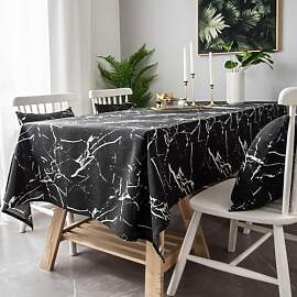 JANGYUHH Tischdecke Abwaschbar Schwarz Marmor