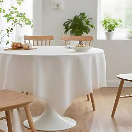JANGYUHH Tischdecke Abwaschbar Weiß Mit Spitze