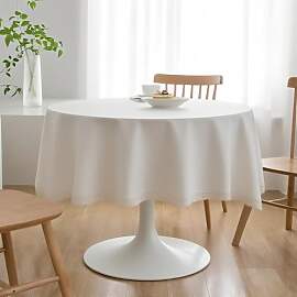 JANGYUHH Tischdecke Abwaschbar Weiß Mit Spitze