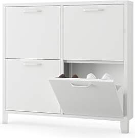 Jan Nowak Schuhschrank Schmal Weiß mit 4 Klappen