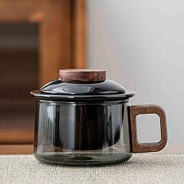 JanYoo 200ml Glas Teetasse mit Keramik Deckel und