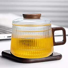 JanYoo Glas Teetasse mit Deckel und Sieb,200ml