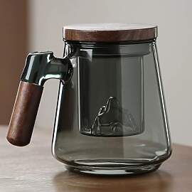 JanYoo Glas Teetasse mit Deckel und Sieb, 500ml