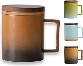 JanYoo Teetasse mit Deckel und Sieb, 300ml