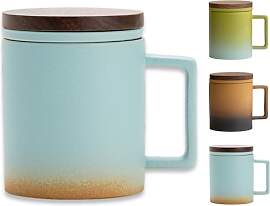 JanYoo Teetasse mit Deckel und Sieb, 300ml