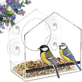 Jarkyfine Fenster Futterhaus für Vögel,