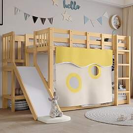 Jaxenor Kinderbett 90x200 mit Bettvorhang und