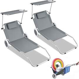 Jaxguom 2-in-1 Aluminium Sonnenliege mit Rollen,