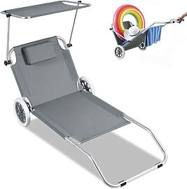 Jaxguom 2-in-1 Aluminium Sonnenliege mit Rollen,