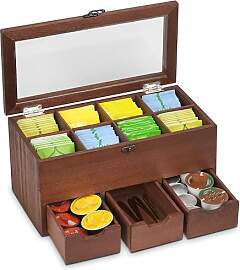 JAZUIHA Teebox für Teebeutel aus Holz, Extra