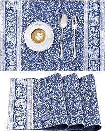 JEMIDI 4er Set Tischset mit Blumenmuster - 4